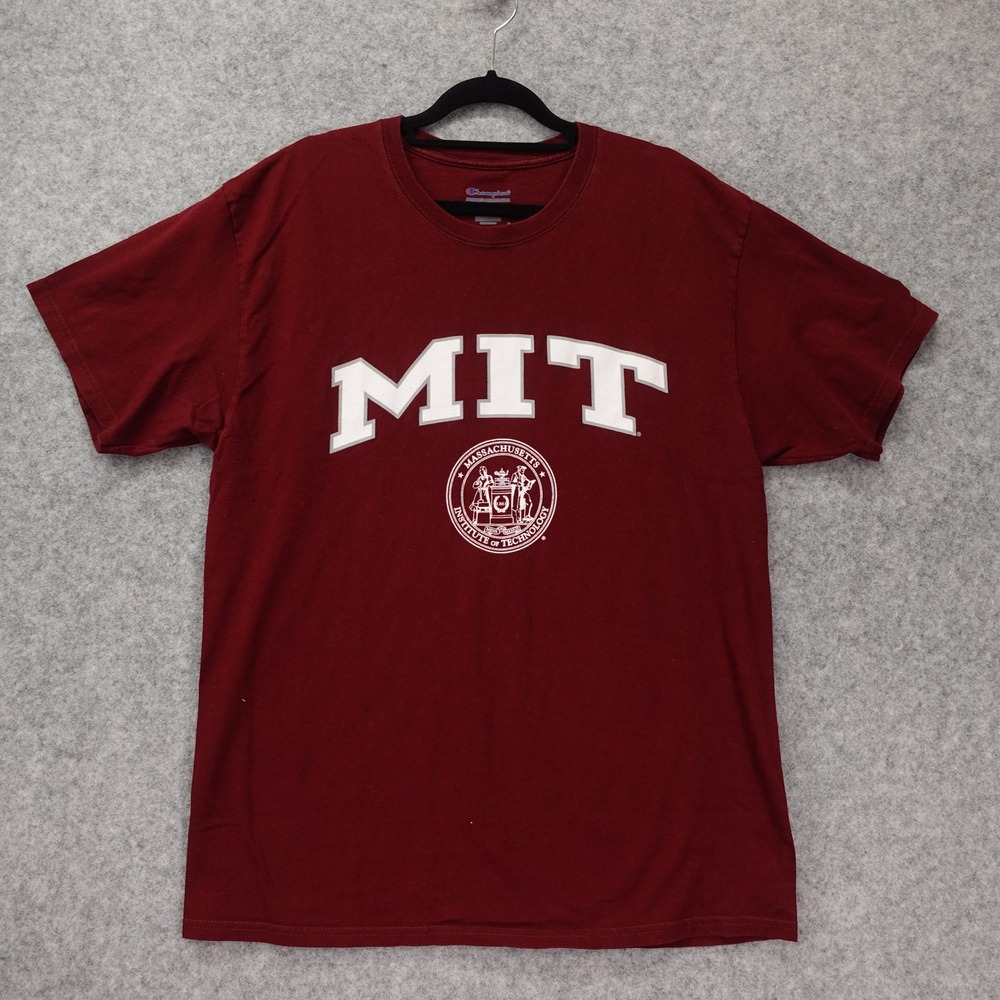 MIT Massachusetts Institute of Tehnology Seal T Shirt LARGE Maroon Ivy CHAMPION